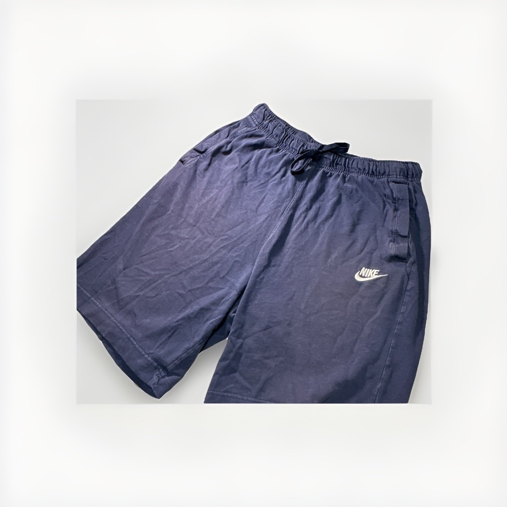 Vintage 90's Nike Sportswear Club Navy Blue Cotton Casual Shorts